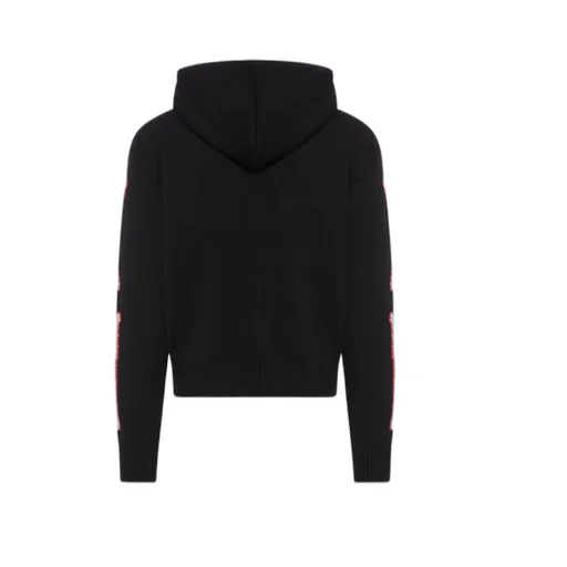 Logo Embroidered Drawstring Knitted Hoodie