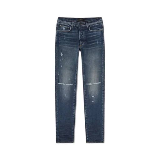 Ripped-Detail Straight-Leg Jeans