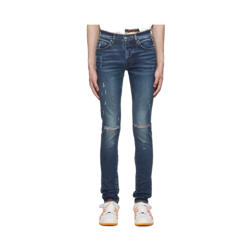Ripped-Detail Straight-Leg Jeans