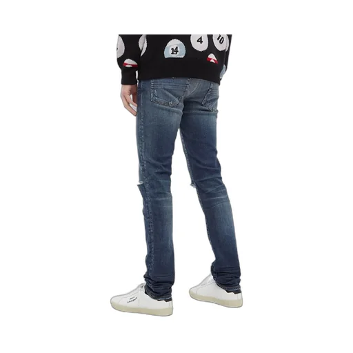 Ripped-Detail Straight-Leg Jeans