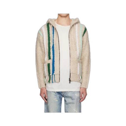 Reverse Stripe Knit Hoodie