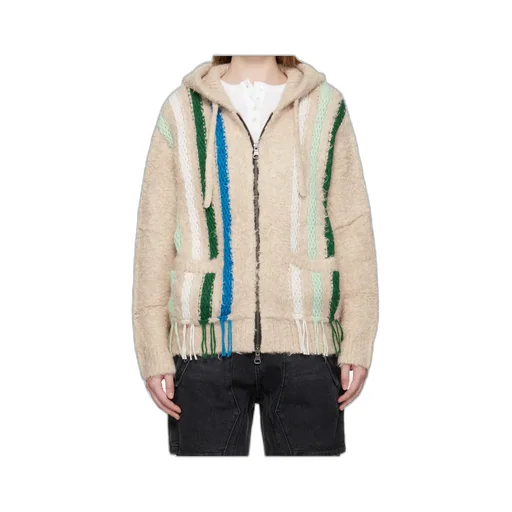 Reverse Stripe Knit Hoodie