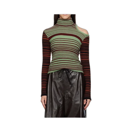 Elodie Multi-Striped Cutout Turtleneck