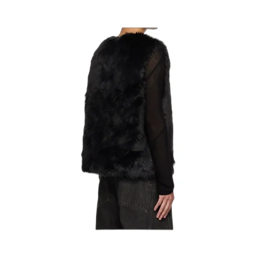 Curved Placket Reversible Faux Fur Vest