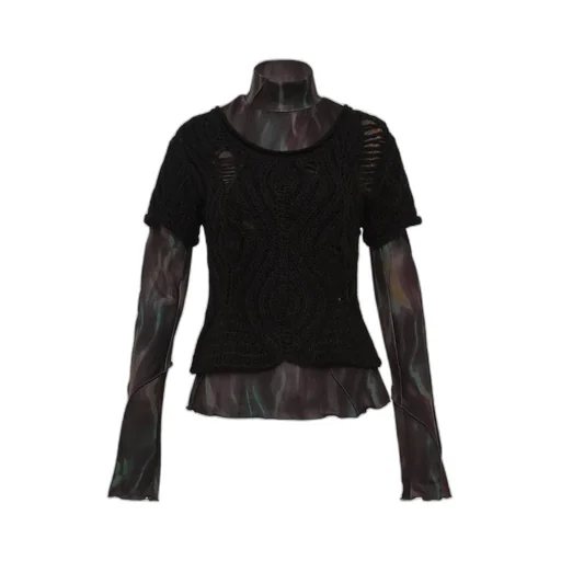 Cap Sleeve Sweater Layered Tee