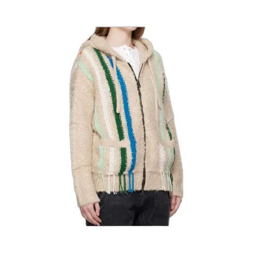 Reverse Stripe Knit Hoodie