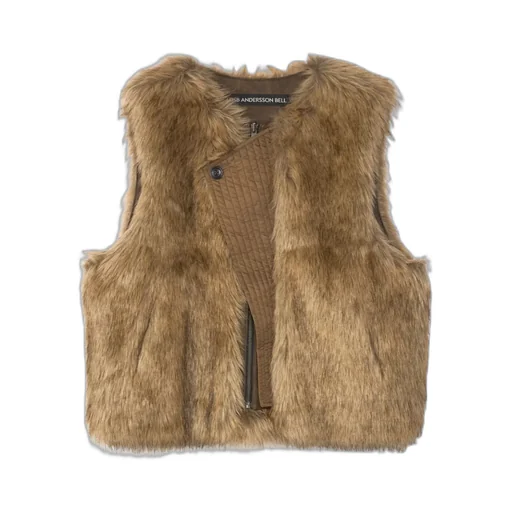 Curved Placket Reversible Faux Fur Vest