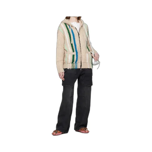 Reverse Stripe Knit Hoodie