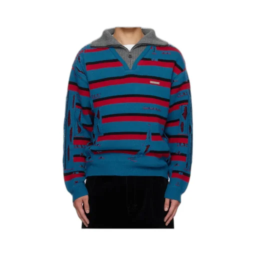 Striped Jacquard Half-Zip Sweater