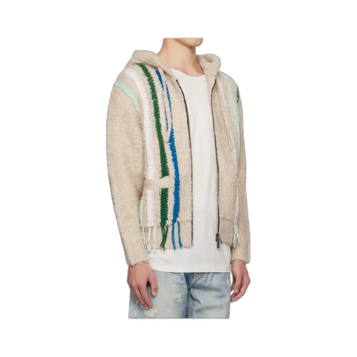Reverse Stripe Knit Hoodie