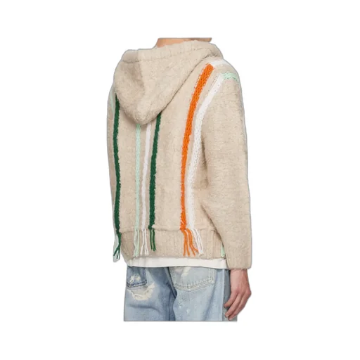 Reverse Stripe Knit Hoodie
