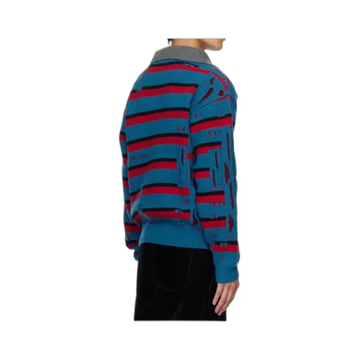Striped Jacquard Half-Zip Sweater