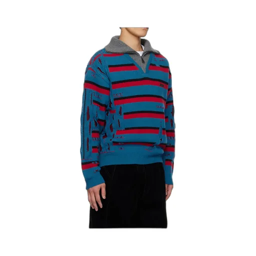 Striped Jacquard Half-Zip Sweater