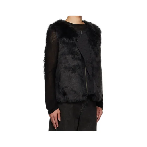 Curved Placket Reversible Faux Fur Vest