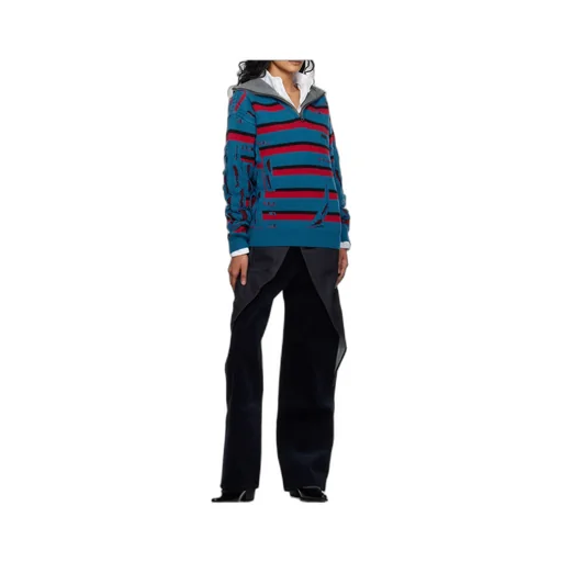 Striped Jacquard Half-Zip Sweater