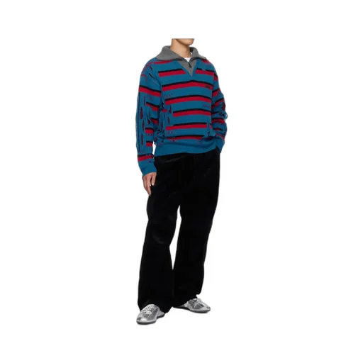 Striped Jacquard Half-Zip Sweater