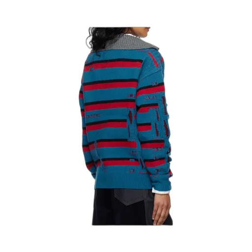 Striped Jacquard Half-Zip Sweater