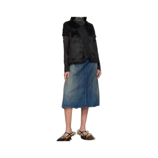 Curved Placket Reversible Faux Fur Vest