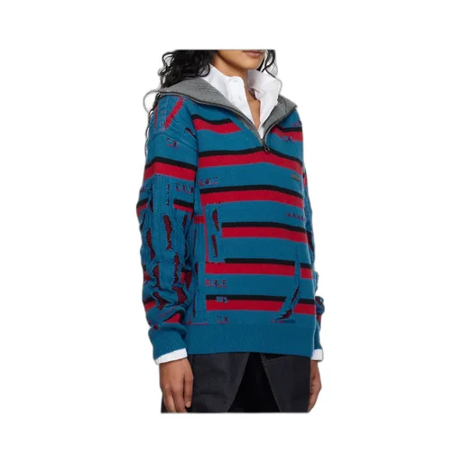 Striped Jacquard Half-Zip Sweater