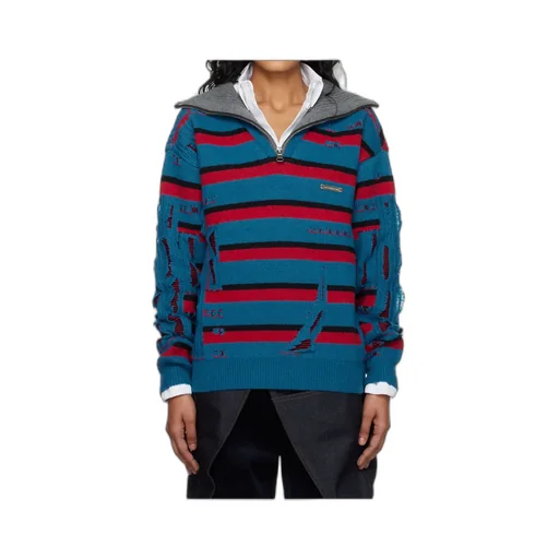 Striped Jacquard Half-Zip Sweater