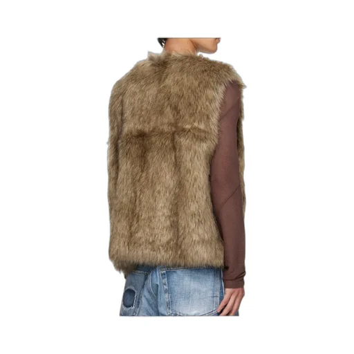 Curved Placket Reversible Faux Fur Vest
