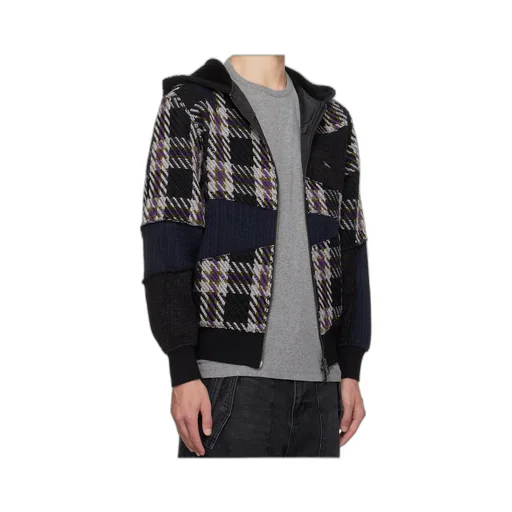 Patchwork Zip-Up Hoodie
