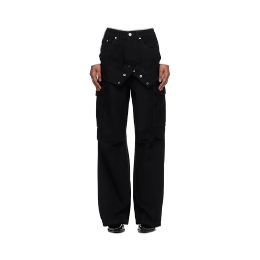 Double-Waisted Cargo Wide-Leg Jeans