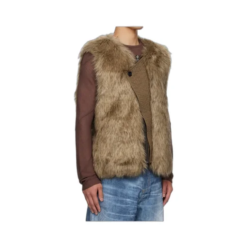 Curved Placket Reversible Faux Fur Vest