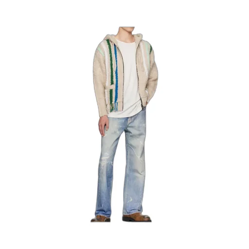 Reverse Stripe Knit Hoodie