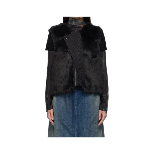 Curved Placket Reversible Faux Fur Vest
