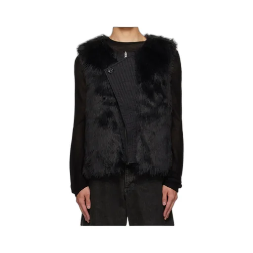 Curved Placket Reversible Faux Fur Vest