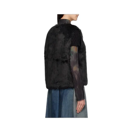 Curved Placket Reversible Faux Fur Vest
