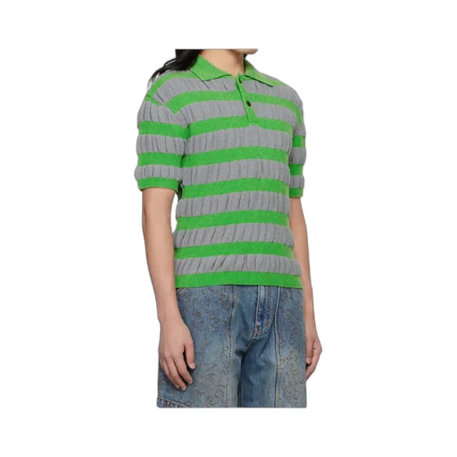Ruffle-Knit Polo T-Shirt