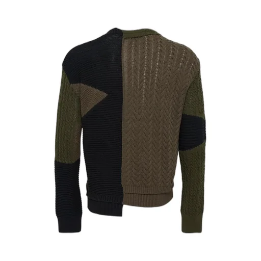 Patchwork Asymmetric Crew Neck Sweater