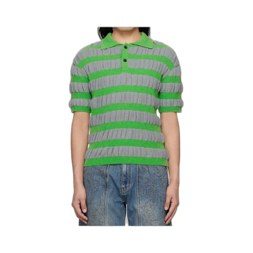 Ruffle-Knit Polo T-Shirt