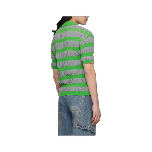 Ruffle-Knit Polo T-Shirt