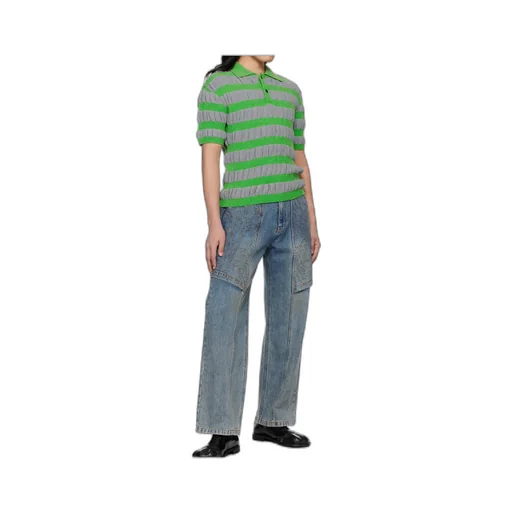 Ruffle-Knit Polo T-Shirt