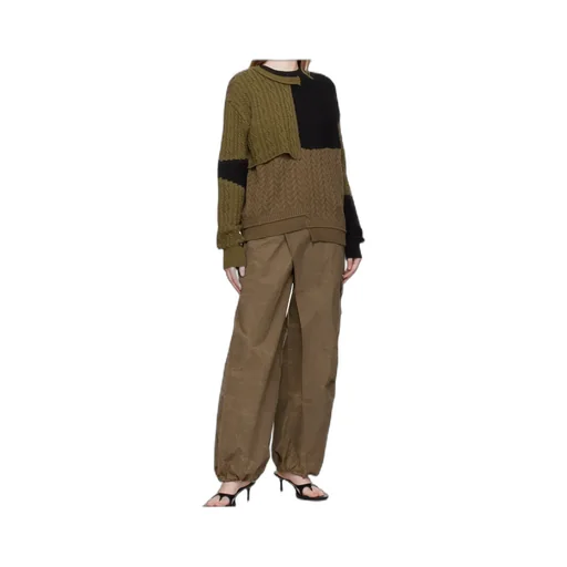 Patchwork Asymmetric Crew Neck Sweater