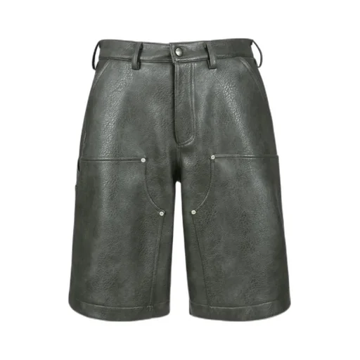 Double Knee Faux-Leather Shorts