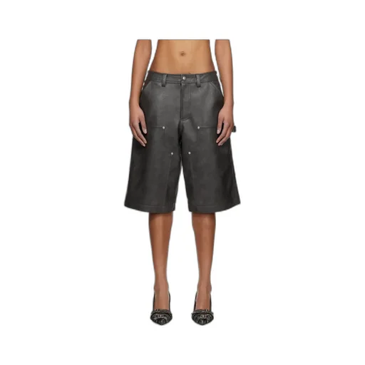 Double Knee Faux-Leather Shorts