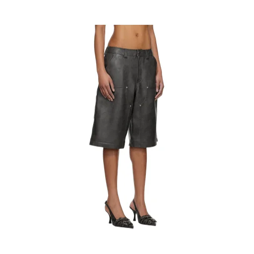 Double Knee Faux-Leather Shorts
