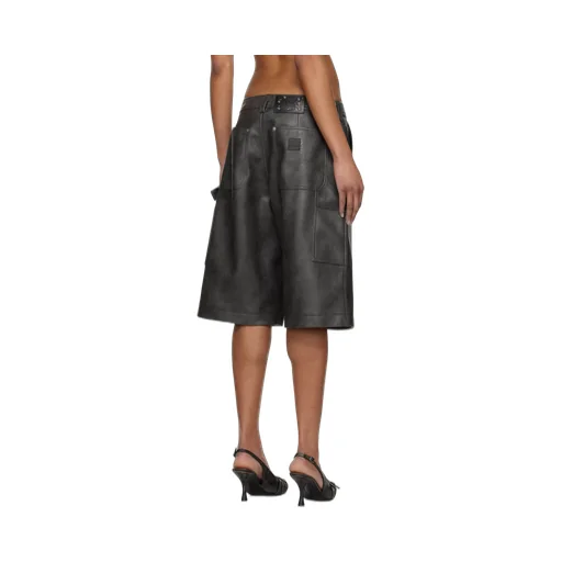 Double Knee Faux-Leather Shorts