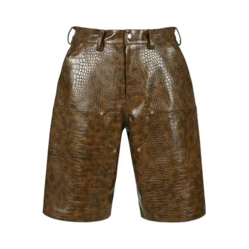Double Knee Faux-Leather Shorts