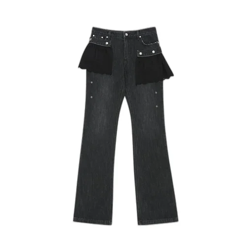 Flower Lace Attached Bootcut Jeans