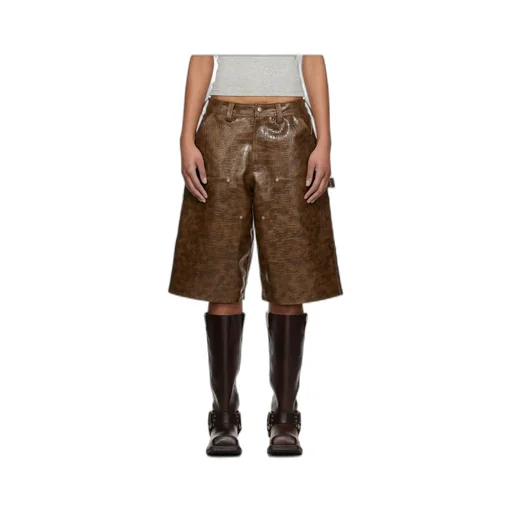 Double Knee Faux-Leather Shorts