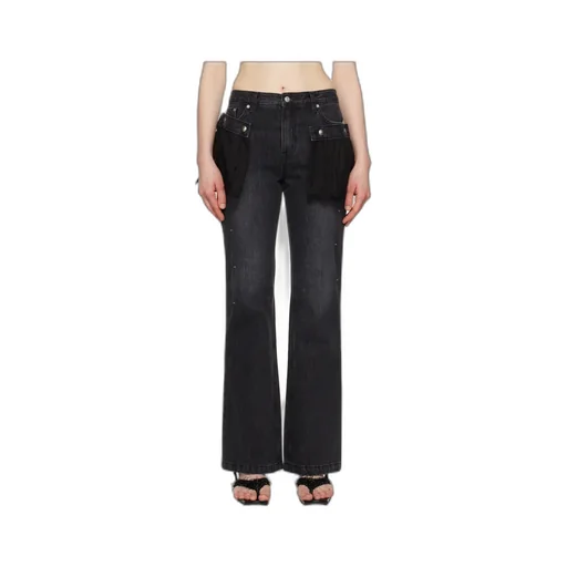 Flower Lace Attached Bootcut Jeans