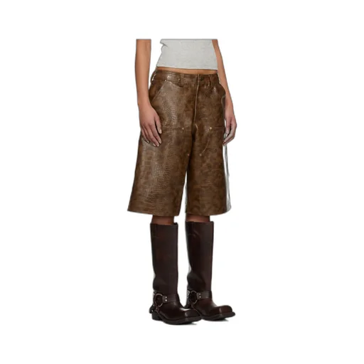 Double Knee Faux-Leather Shorts