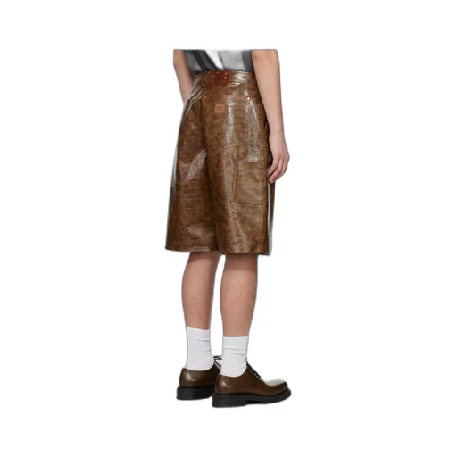 Double Knee Faux-Leather Shorts
