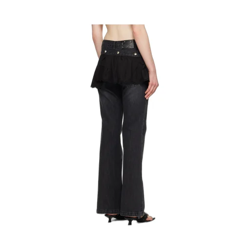 Flower Lace Attached Bootcut Jeans