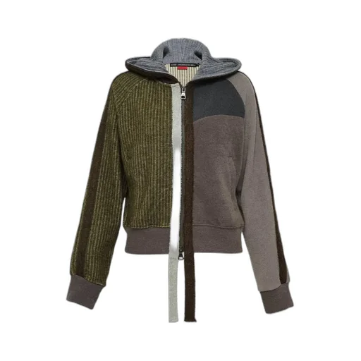 Colorblock Knit Zip-Up Hoodie